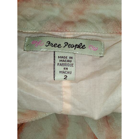 GUC Free People Vertical Striped Aline Skirt Eyelet Hem Size 2 (192) - Picture 3 of 4